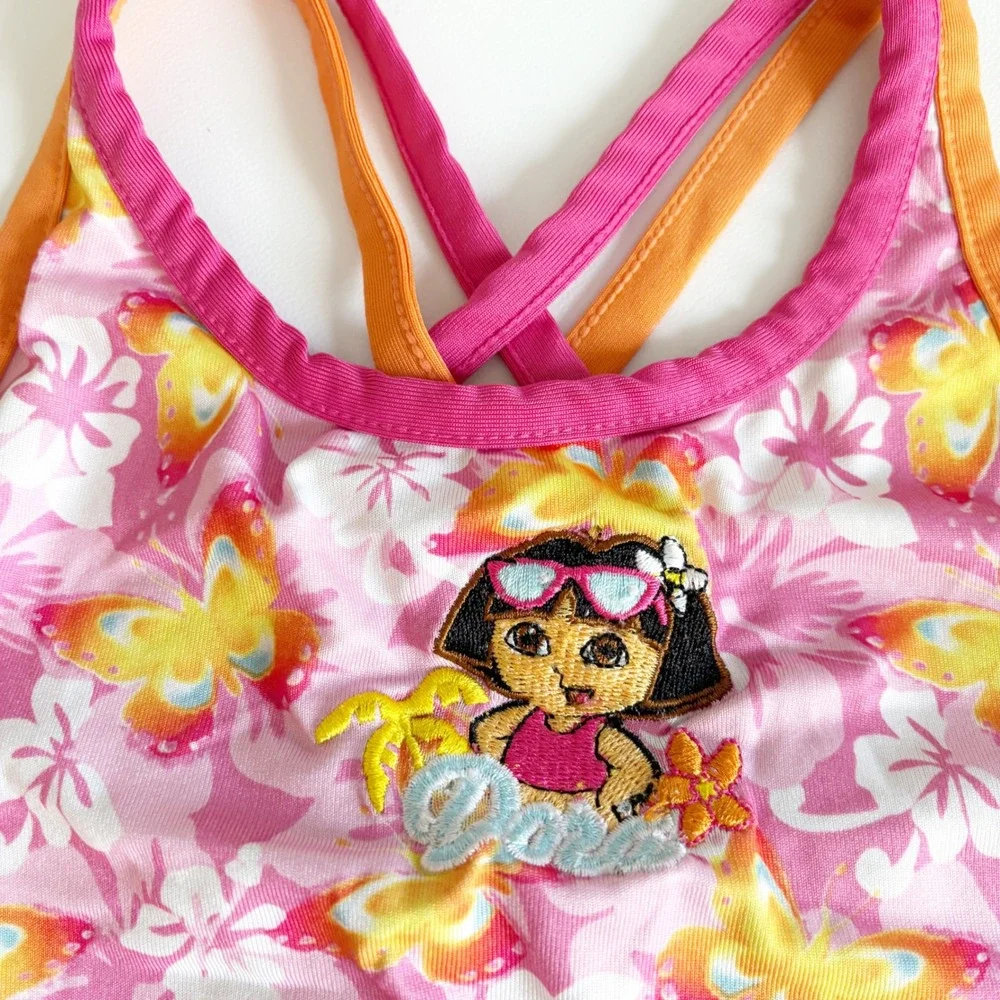Nick‎ Jr Girls Dora the Explorer Butterfly Vintage Y2K One Piece Swimsuit 6/6X